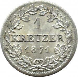 Germany, Bavaria (Bayern), Ludwig II, 1 kreuzer 1871, Munich, UNC