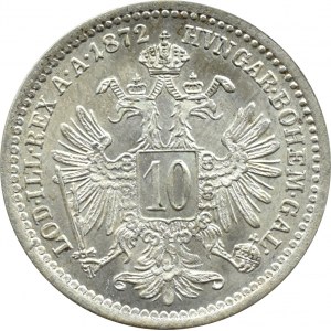 Austro-Węgry, Franciszek Józef I, 10 krajcarów 1872, Wiedeń, UNC