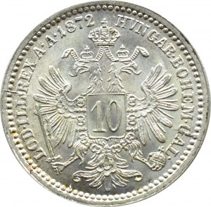 Austria-Hungary, Franz Joseph I, 10 krajcars 1872, Vienna, UNC