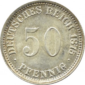 Germany, Empire, 50 pfennig 1875 J, Hamburg, UNC