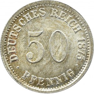 Niemcy, Cesarstwo, 50 pfennig 1875 D, Monachium, UNC