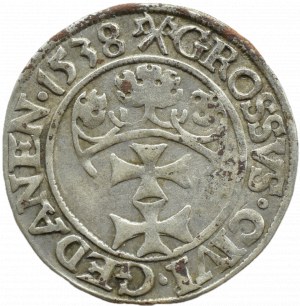 Sigismund I the Old, city penny 1538 PRVSS, Gdańsk