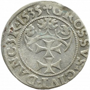 Sigismund I the Old, city penny 1535 PRVS, Gdansk, RARE