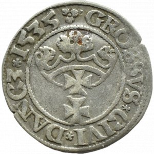 Sigismund I the Old, city penny 1535 PR, Gdansk TRIPLE FLOWER