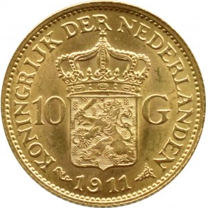 Holandia, Wilhelmina, 10 guldenów 1911, Utrecht, UNC