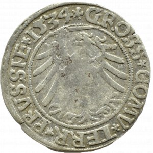 Zygmunt I Stary, grosz 1534 PRVSSIE/PRVSSIE, Toruń POPIERSIE W CZEPCU I KORONIE