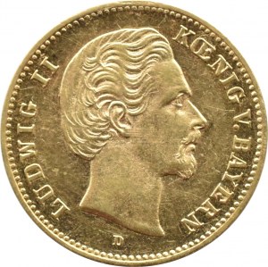 Germany, Bavaria, Ludwig II, 5 marks 1877 D, Munich BEAUTIFUL and RARE