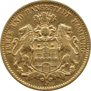 Germany, Hamburg, 10 marks 1876 J, Hamburg VERY RARE