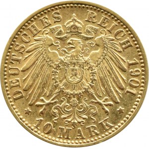 Niemcy, Badenia, Karl, 10 marek 1901 G, Karlsruhe, RZADKIE