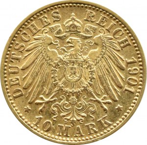 Germany, Baden, Karl, 10 marks 1901 G, Karlsruhe, RARE