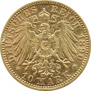 Germany, Mecklenburg-Schwerin, Friedrich Franz III, 10 marks 1890 A, Berlin RARE