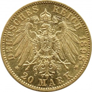 Germany, Hesse-Darmstadt, Ernest Ludwig, 20 marks 1898 A, Berlin, RARE