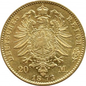 Germany, Hesse-Darmstadt, Ludwig III, 20 marks 1873 H, Darmstadt, RARE