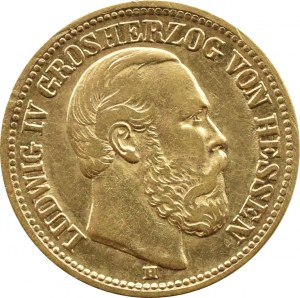 Germany, Hesse-Darmstadt, Ludwig IV, 10 marks 1879 H, Darmstadt, RARE
