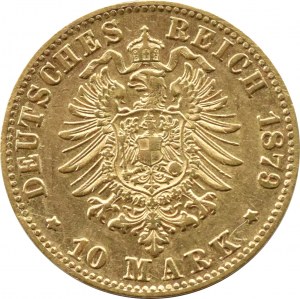 Germany, Hesse-Darmstadt, Ludwig IV, 10 marks 1879 H, Darmstadt, RARE