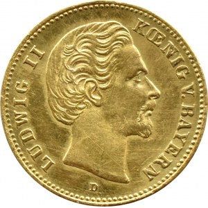 Niemcy, Bawaria, Ludwik II, 5 marek 1877 D, Monachium RZADKIE