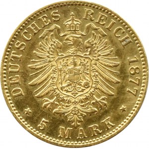Niemcy, Bawaria, Ludwik II, 5 marek 1877 D, Monachium RZADKIE