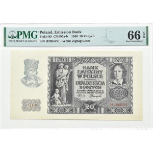 Generalna Gubernia, 20 złotych 1940, Kraków, seria H, PMG 66 EPQ