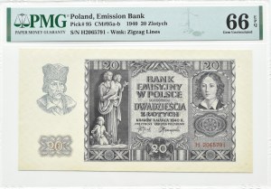 Generalna Gubernia, 20 złotych 1940, Kraków, seria H, PMG 66 EPQ