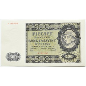 Generalna Gubernia, 500 złotych 1940, seria B, UNC