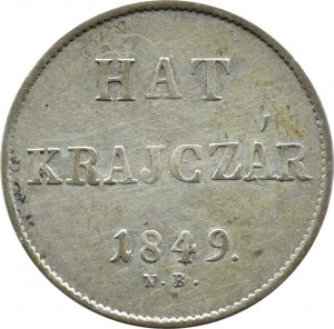 Hungary, Hat krajcar (6 krajcar) 1849 N.B., Nagybánya (Baia Mare), RARE