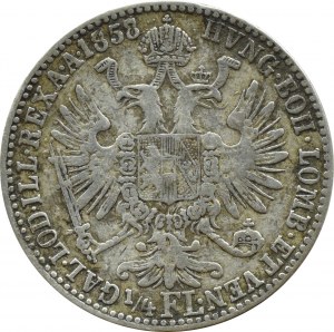 Austria, Franz Joseph I, 1/4 florin 1858 M, Milan