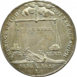 Niemcy, Norymberga, żeton żywieniowy wydany w latach 1816-1817, mosiądz posrebrzany