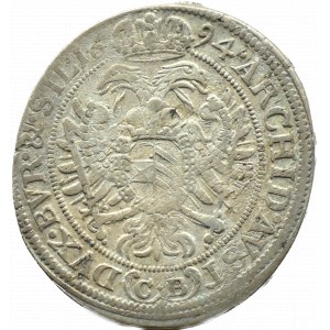 Śląsk, Leopold I, 15 krajcarów 1694 CB, Brzeg, RZADSZY