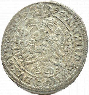 Silesia, Leopold I, 15 krajcars 1694 CB, Brzeg, RAIN