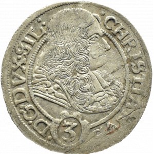 Śląsk, Chrystian Wołowski, 3 krajcary 1670 CB, Brzeg