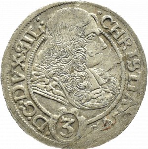 Silesia, Chrystian Wallach, 3 krajcary 1670 CB, Brzeg