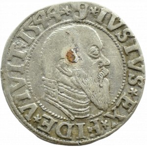 Prusy Książęce, Albrecht, grosz pruski 1544, Królewiec, ODWRÓCONE N