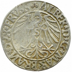 Prusy Książęce, Albrecht, grosz pruski 1544, Królewiec, ODWRÓCONE N