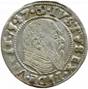 Ducal Prussia, Albrecht, Prussian penny 1547, Königsberg, RARE and NICE
