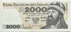 People's Republic of Poland, Mieszko I, 2000 gold 1977, series B, Warsaw