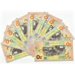 PWPW, Polskie Żubry 2019, komplet POTĘGA PODŁOŻA z folderem, 9 szt banknotów