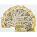 PWPW, Polskie Żubry 2019, komplet POTĘGA PODŁOŻA z folderem, 9 szt banknotów