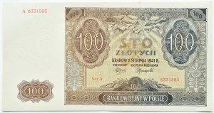 General Government, 100 zloty 1941, series A, Kraków