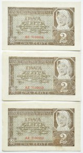 General Government, 2 zloty 1941, AE series, Krakow - three consecutive issues