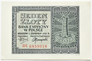 General Government, 1 zloty 1941, BE series, Cracow