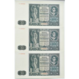 Generalna Gubernia, 50 złotych 1941, seria E - trzy kolejne numery
