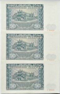 General Government, 50 zloty 1941, series E - three consecutive numbers