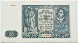 General Government, 50 zloty 1941, series E, Kraków