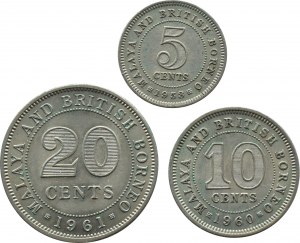 Malaya and Borneo, Elizabeth II, flight of three coins 1953-1961