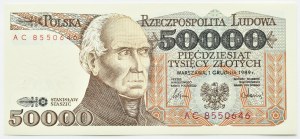 PRL, St. Staszic, 50,000 zloty 1989, AC series, UNC