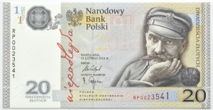 III RP, Jozef Pilsudski, 20 zloty 2018, Warsaw, UNC