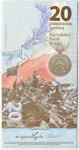 Third Republic, 100th anniversary of the Battle of Warsaw, 20 gold 2020, FOUR-DIGIT NUMBERING, UNC