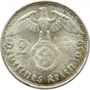 Germany, Third Reich, Hindenburg, 2 marks 1939 E, Muldenhütten, UNC, VERY RARE