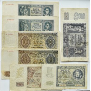 Generalna Gubernia, lot 7 banknotów z obiegu 1940-1941, Kraków