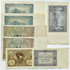 General Government, Lot of 7 circulating banknotes 1940-1941, Krakow
